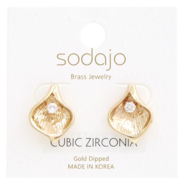 SODAJO CZ SEASHELL GOLD DIPPED EARRING