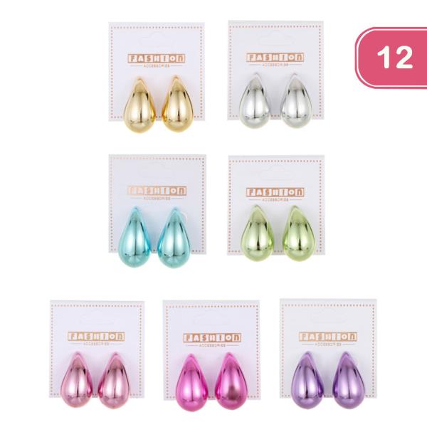 TEARDROP METALLIC EARRING (12 UNITS)