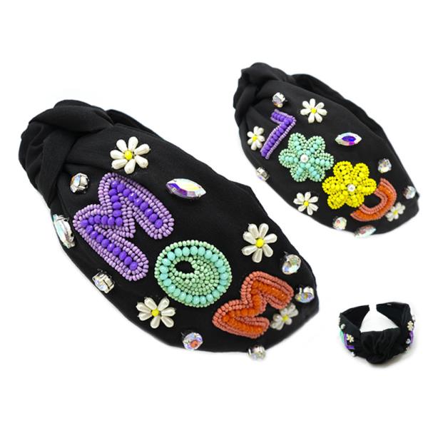 SEED BEAD FLOWER MOM HEADBAND