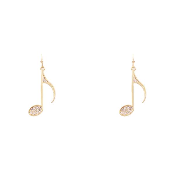 METAL STONE NOTE DANGLE EARRING