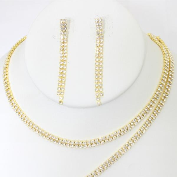 RHINESTONE BRACELET NECKLACE SET