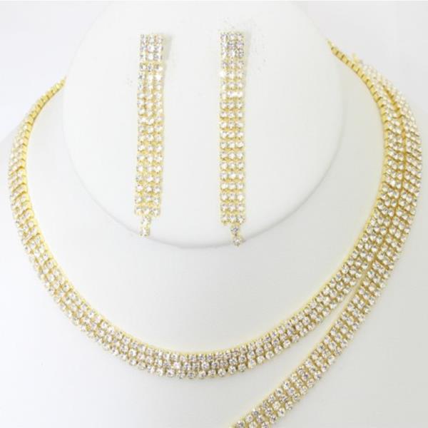 RHINESTONE BRACELET NECKLACE SET