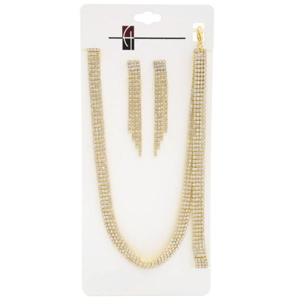 RHINESTONE BRACELET NECKLACE SET