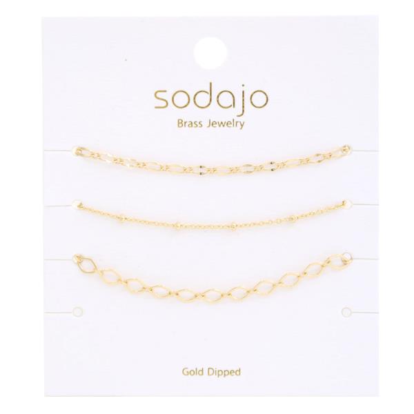 SODAJO DAINTY BALL BEAD LINK GOLD DIPPED BRACELET SET