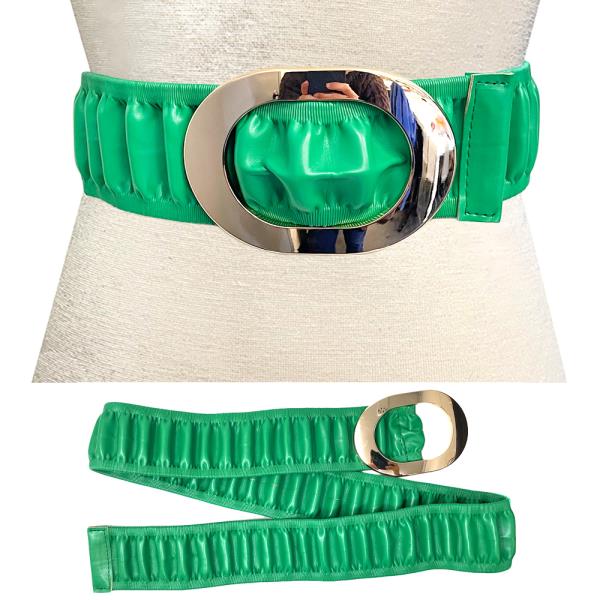 FAUX LEATHER OVAL METAL BUCKLE BELT