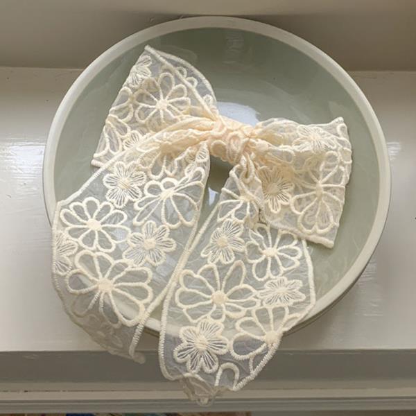 LACE RIBBON HAIR BOW PIN