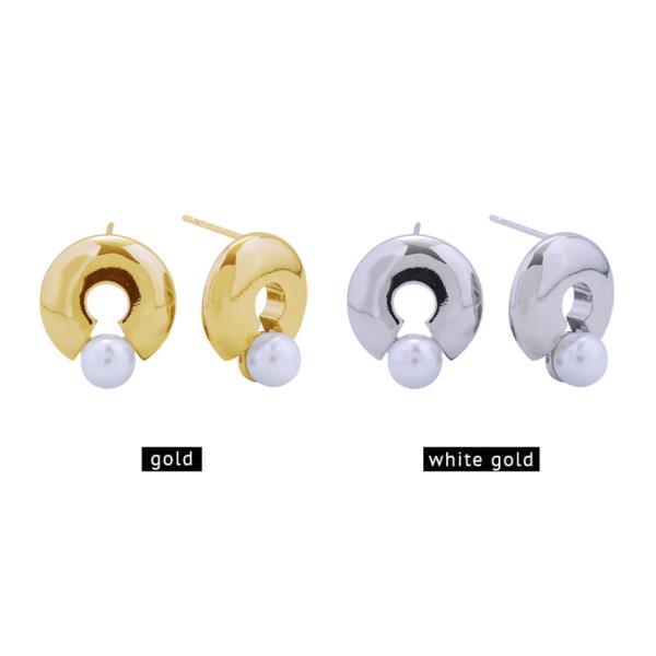 14K GOLD/WHITE GOLD DIPPED STELLAR PEARL POST EARRINGS