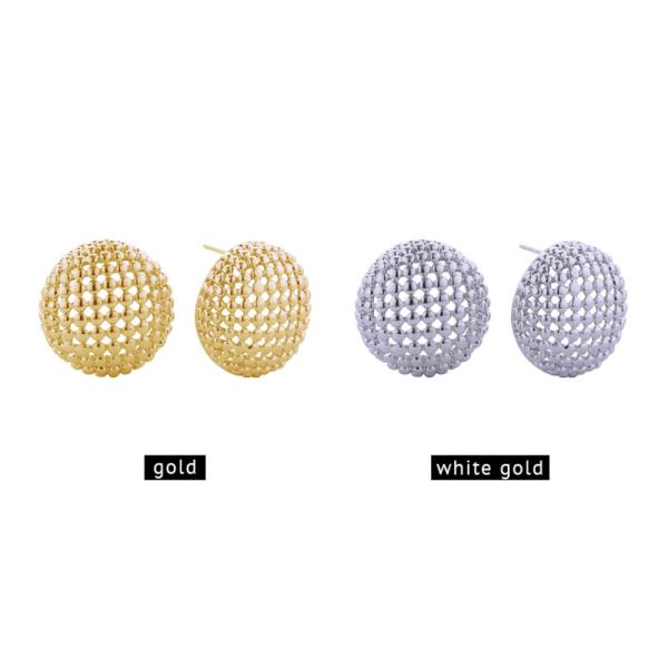 14K GOLD/WHITE GOLD DIPPED BEADED CIRCLE POST EARRINGS
