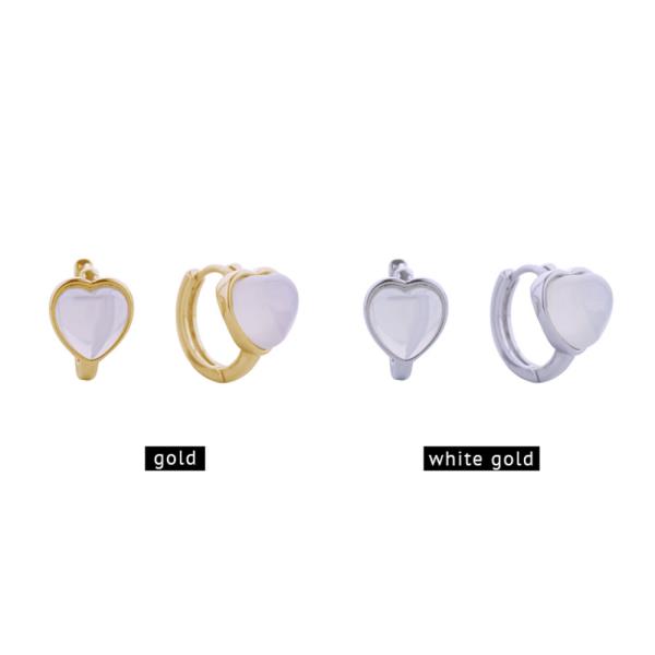 14K GOLD/WHITE GOLD DIPPED DREAMY HEART HUGGIE EARRINGS