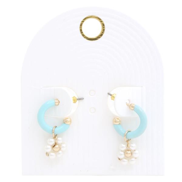 FLOWER CHARM OPEN HOOP EARRING