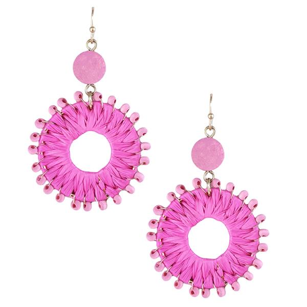 RAFFIA WRAPPED WIRED DANGLE EARRING