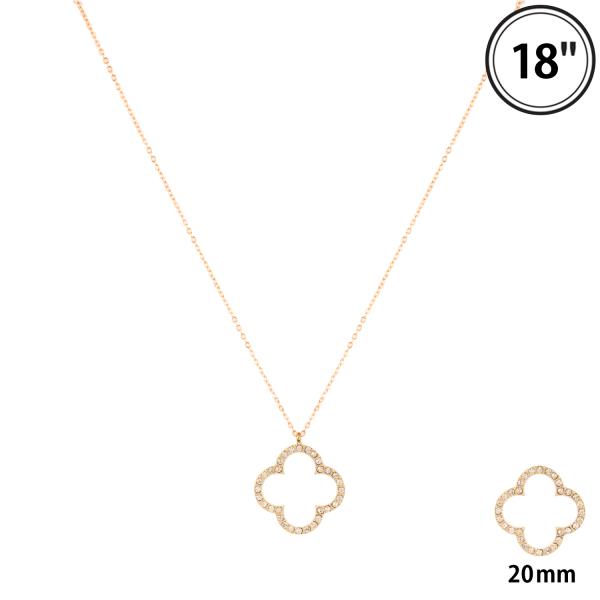 RHINESTONE CLOVER PENDANT NECKLACE