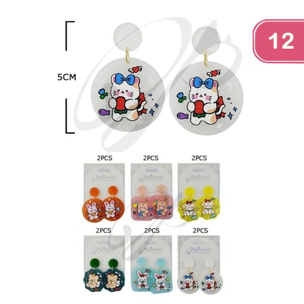 ANIMAL DANGLE EARRING (12 UNITS)