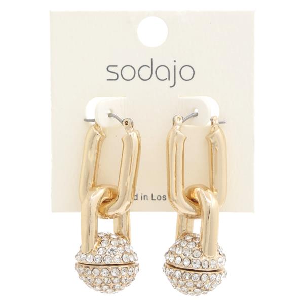 SODAJO RHINESTONE BALL OVAL DANGLE EARRING
