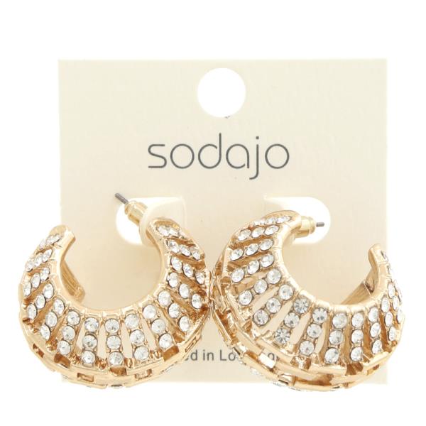 SODAJO RHINESTONE OPEN HOOP EARRING