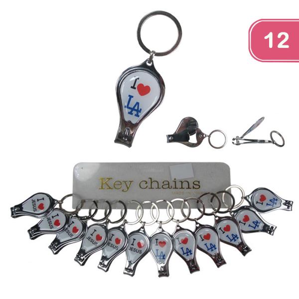 I LOVE LA NAIL CLIPPER BOTTLE OPENER KEYCHAIN (12 UNITS)