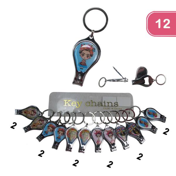 FRIDA KAHLO NAIL CLIPPER AND BOTTLE OPENER KEYCHAIN (12 UNITS)