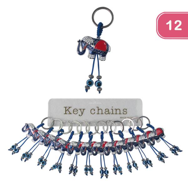 EVIL EYE ELEPHANT KEYCHAIN (12 UNITS)