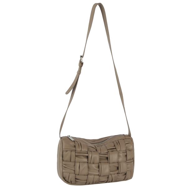 QUILT PLEATED SQUARED DESIGN SHOULDER CROSSBODY BAG