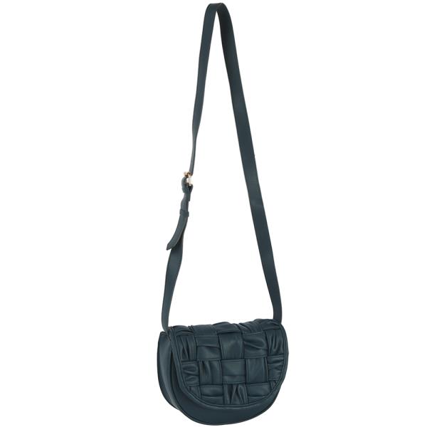 QUILT PLEATED ROUNDED DESIGN SHOULDER CROSSBODY BAG