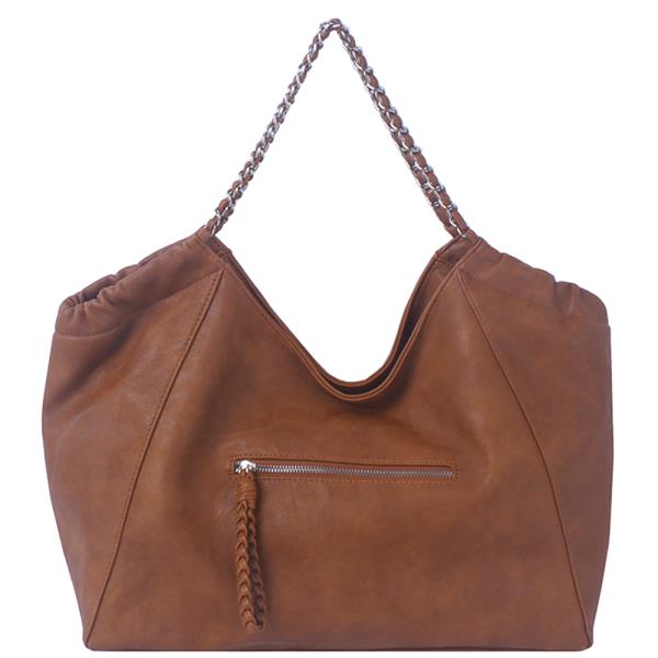 SMOOTH ZIPPER HOBO SHOULDER BAG