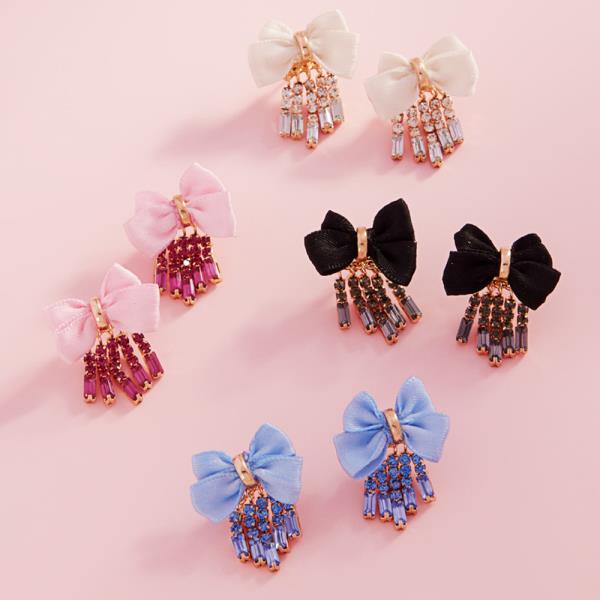 BOW SHAPED ACRYLIC STONE POST EARRING