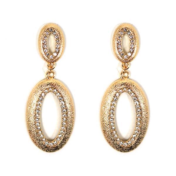 DOUBLE OVAL RHINESTONE DANGLE EARRING