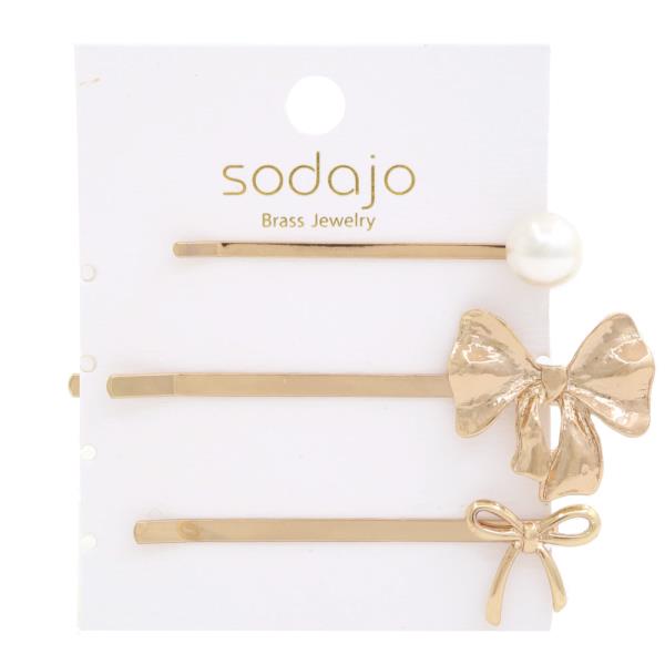 SODAJO BOW PEARL BEAD HAIR PIN SET