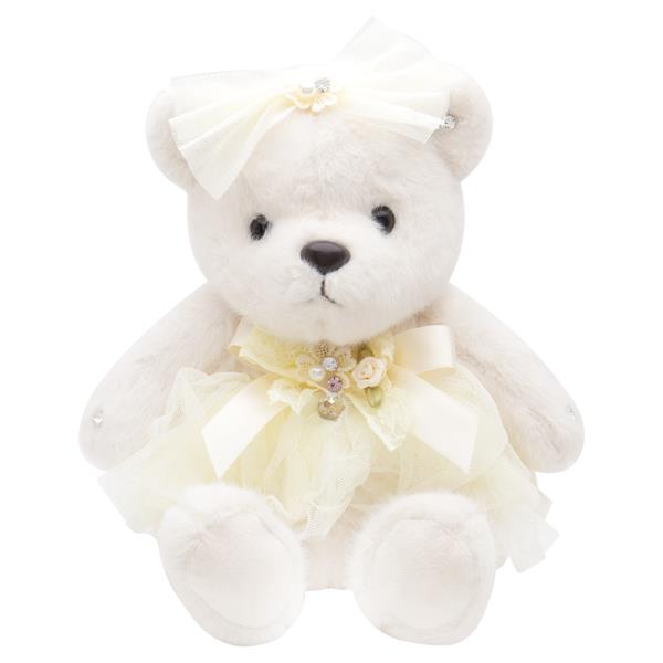 CUTE SOFT RIBBON DRESSED BEAR PLUSH DOLL