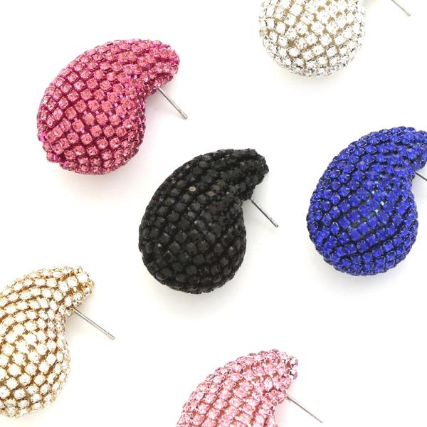 RHINESTONE TEARDROP DOME EARRING