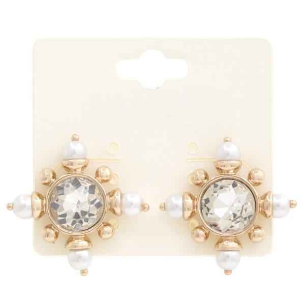 PEARL BEAD CRYSTAL EARRING