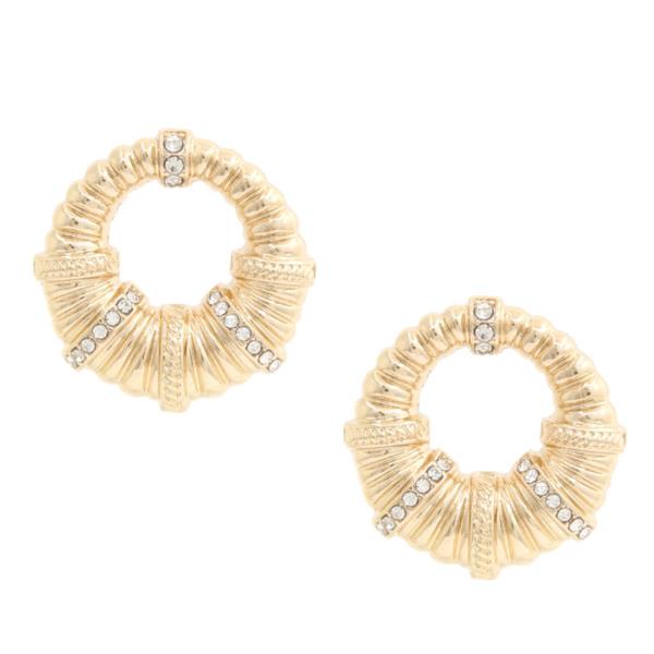 ROUND METAL RHINESTONE EARRING