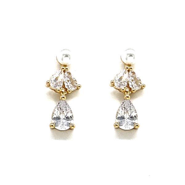 PEARL CZ STONE DAINTY EARRING