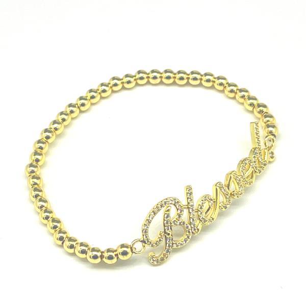 BLESSED METAL BALL STRETCH BRACELET
