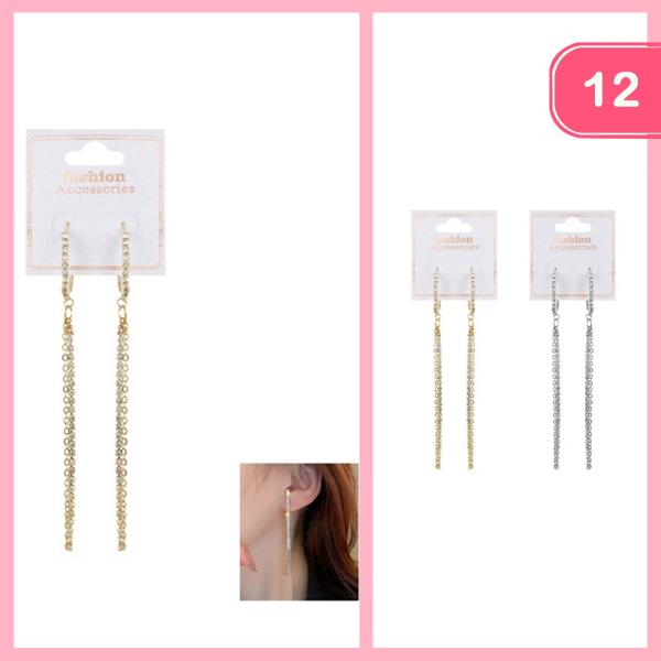 RHINESTONE TASSEL EARRING (12 UNITS)