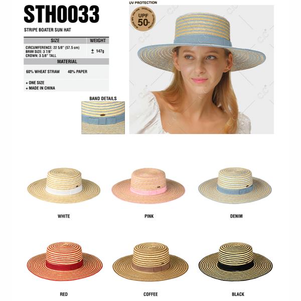 CC STRIPE BOATER SUN HAT