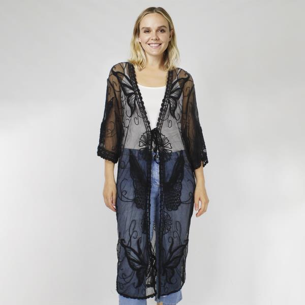 BUTTERFLY VINTAGE LACE LONG KIMONO