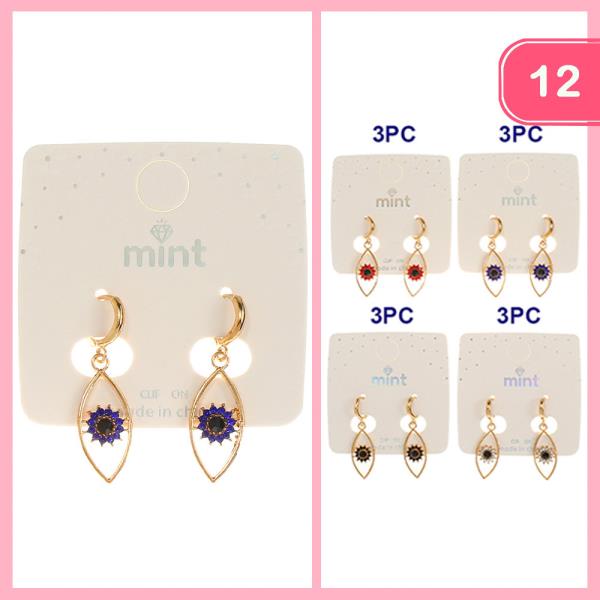 RHINESTONE EVIL EYE DANGLE EARRING (12 UNITS)