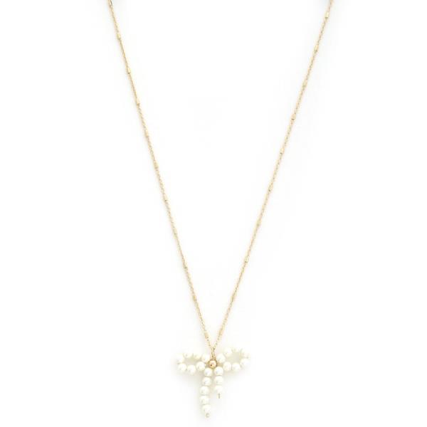 BOW PEARL BEAD NECKLACE