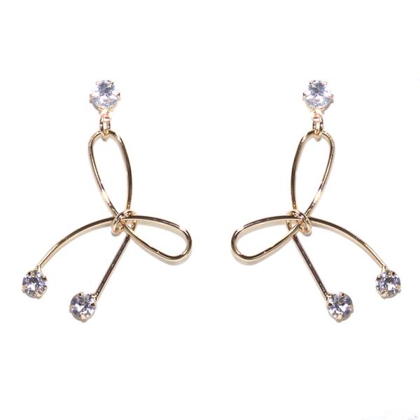 BRASS METAL RIBBON BOW DANGLE EARRING