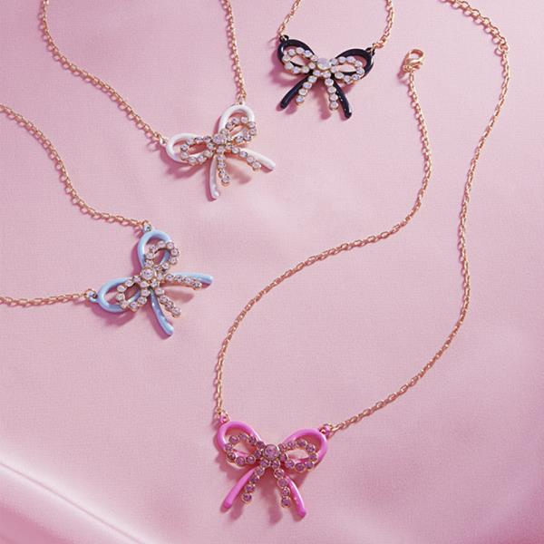 BOW SHAPED ENAMEL SHORT NECKLACE