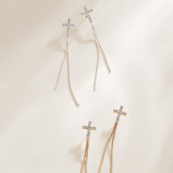 CROSS SHAPED CROSS POST EARRING