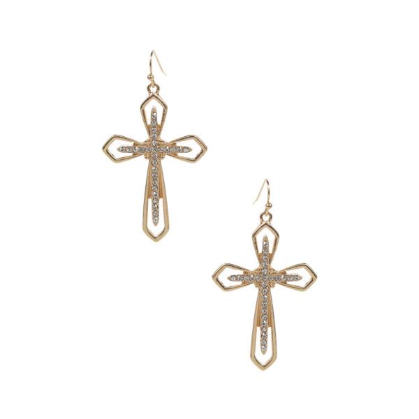 CROSS SHAPED CROSS HOOK EARRING