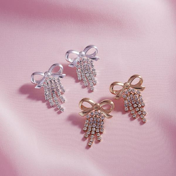 BOW SHAPED STONE POST EARRING