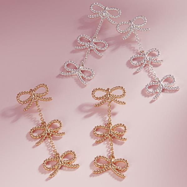 BOW SHAPED METAL POST EARRING