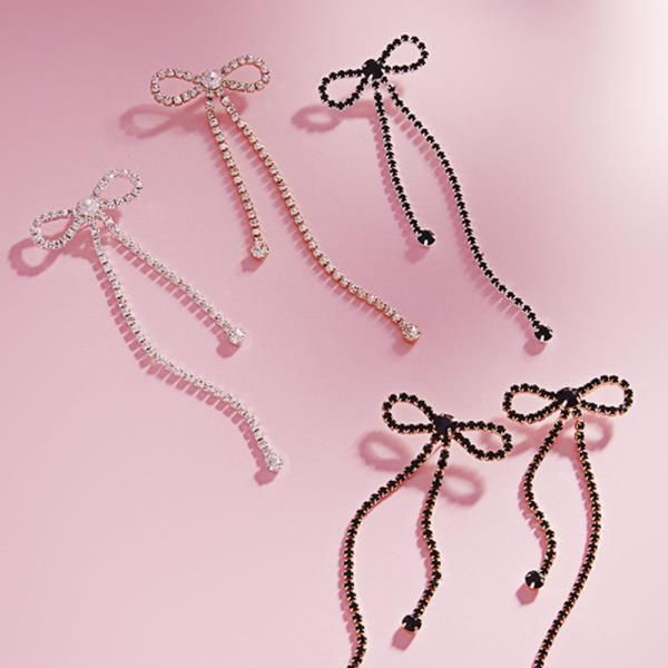 BOW SHAPED GLASS POST EARRING