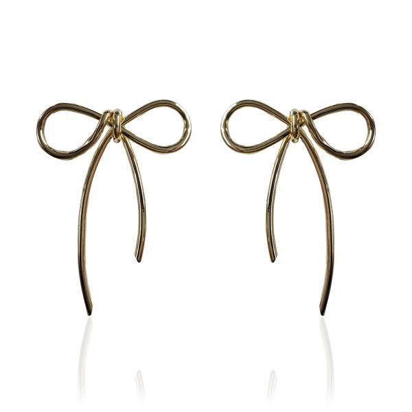 METAL BOW RIBBON POST EARRING