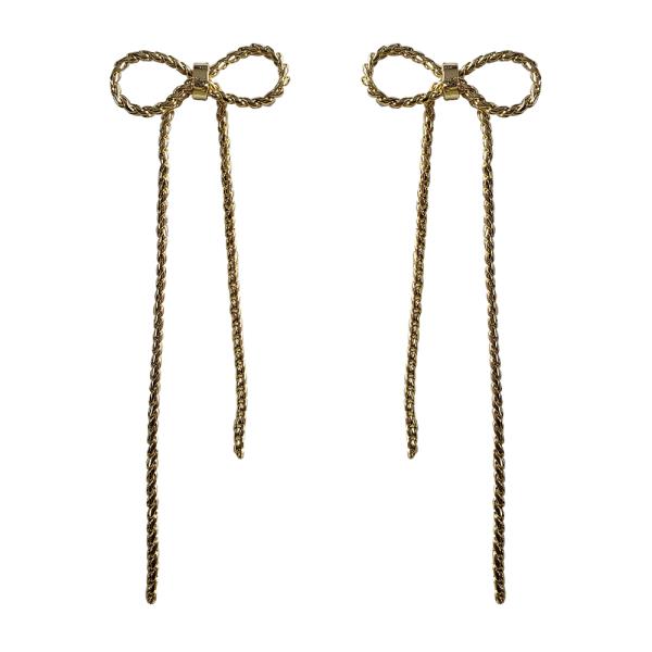 METAL RIBBON BOW POST EARRING