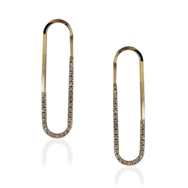 BRASS RHINESTONE OVAL EARRING