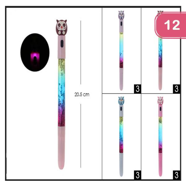 OWL RAINBOW LIGHT UP PEN (12 UNITS)